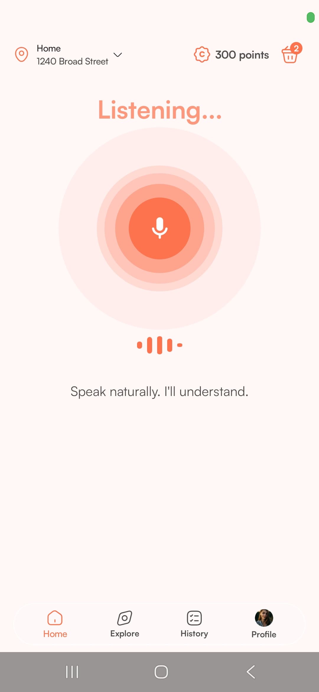 Cravio voice craving home screen