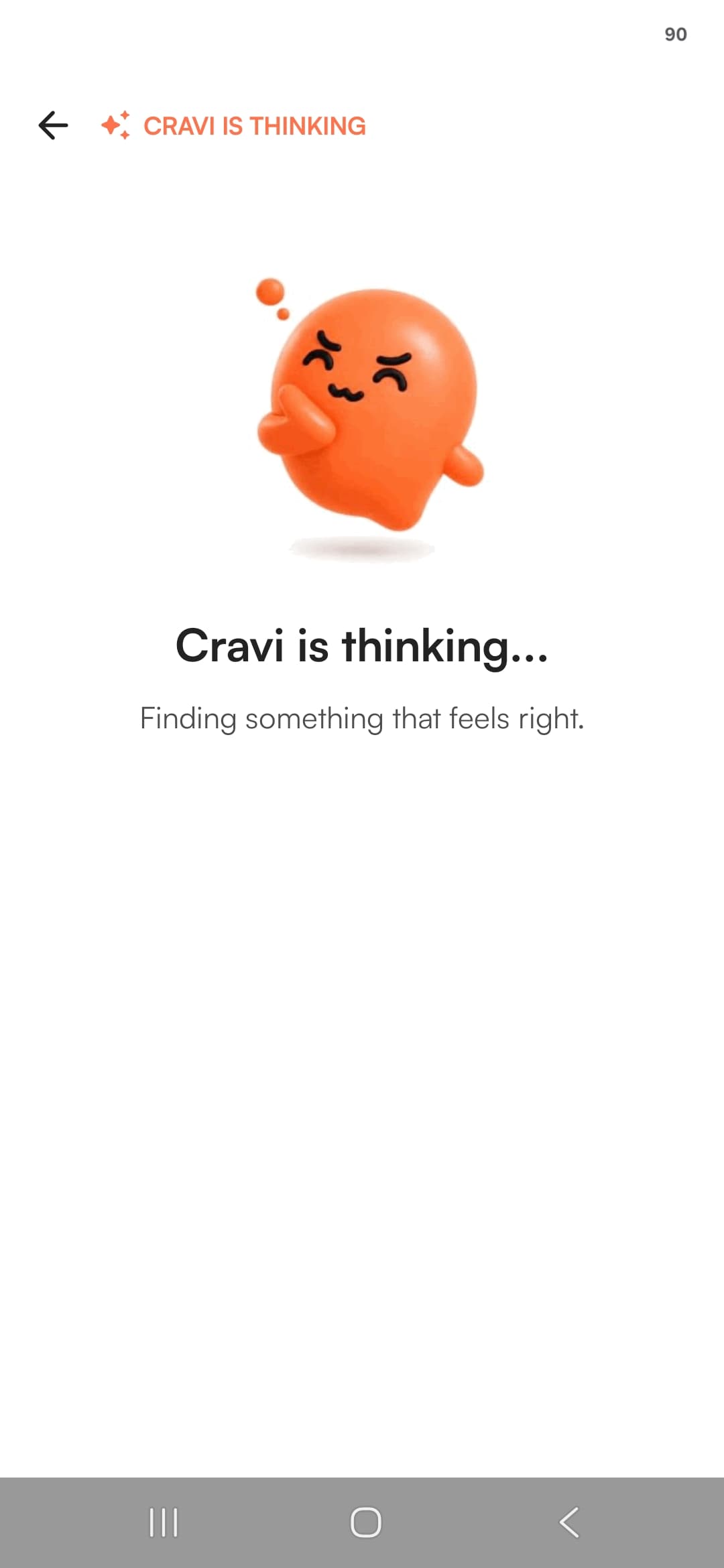 Cravio AI thinking screen